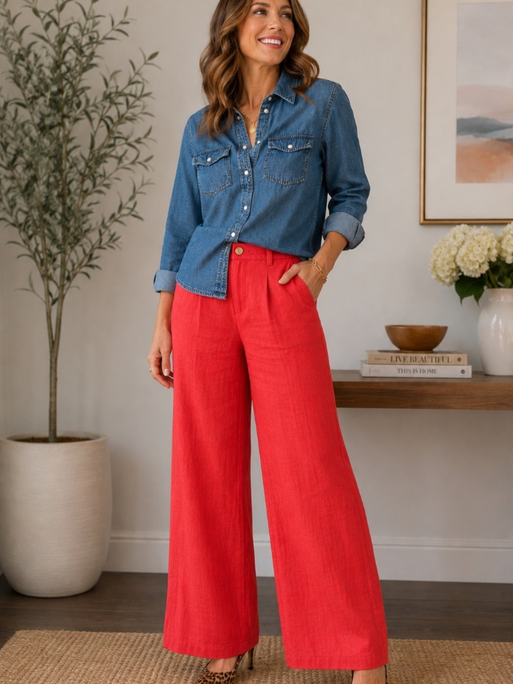 J. Crew Slim Denim Shirt with Snap Buttons